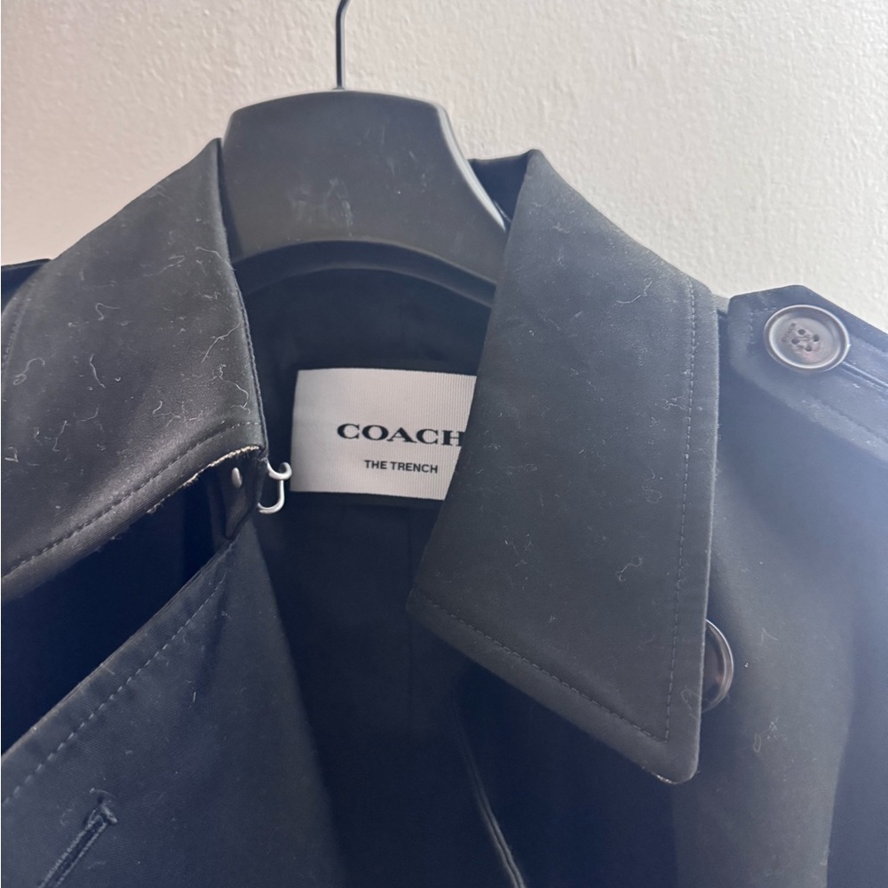 Coach Black Trench Coat with Classic Collar